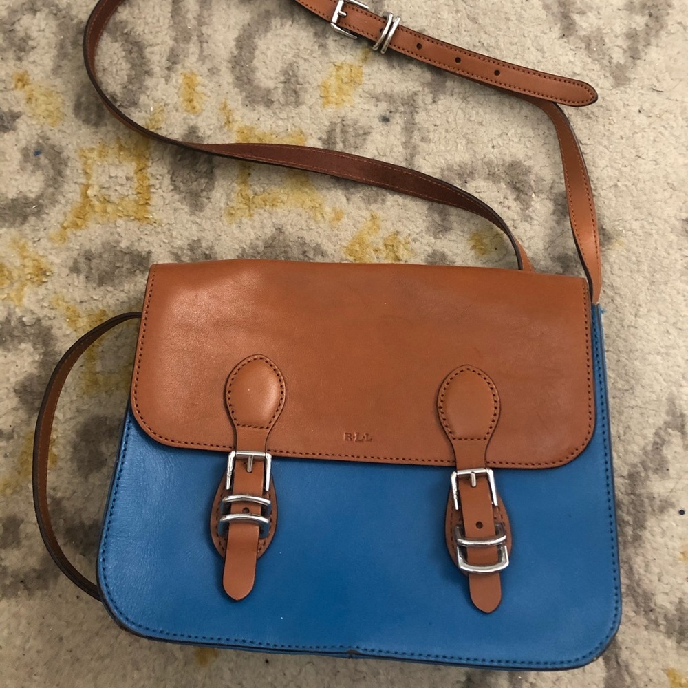 Ralph Lauren Blue and Brown Satchel